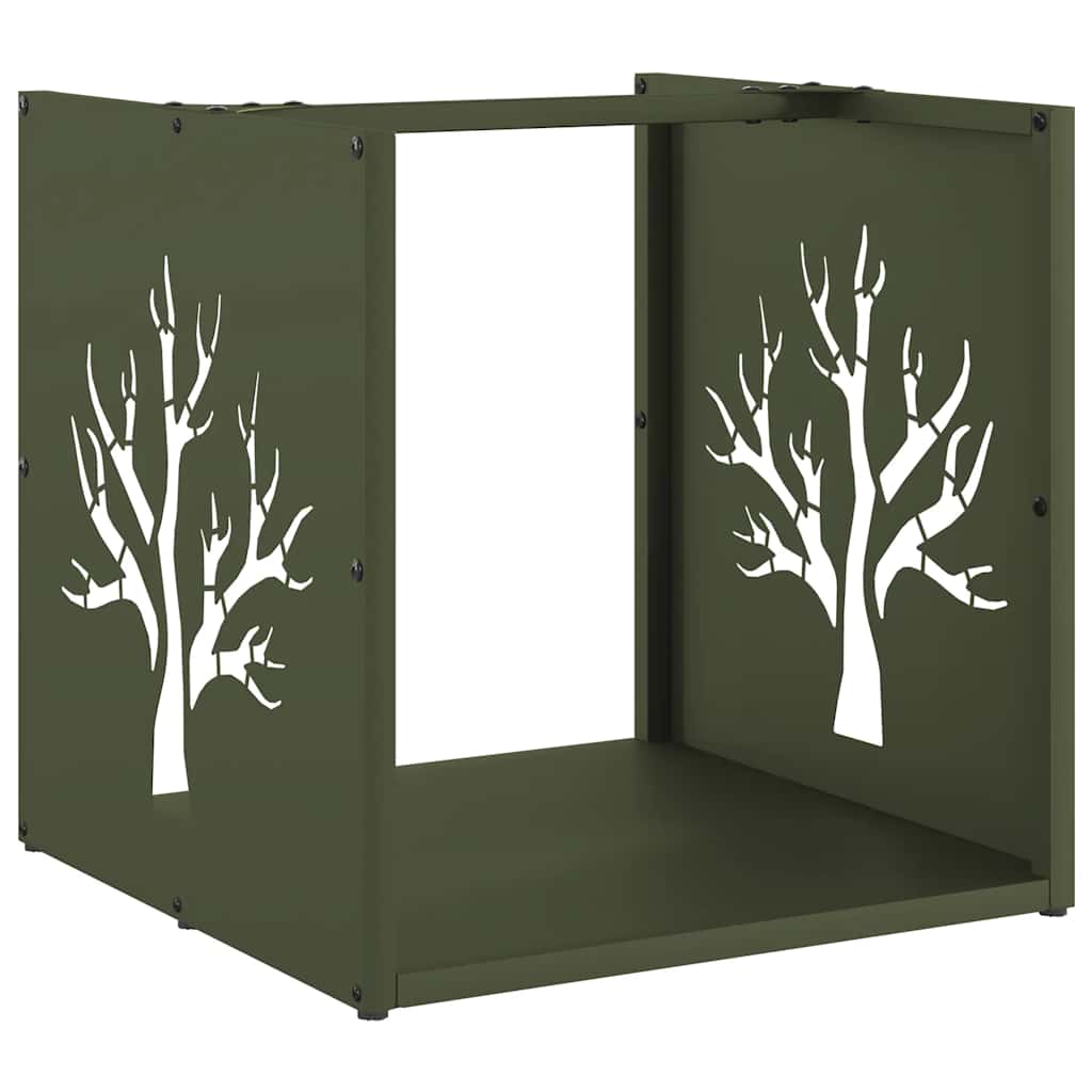 Rastrelliera per Legna da Ardere Verde Oliva 40x40x40 cm