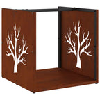 Rastrelliera per Legna da Ardere 40x40x40 cm in Acciaio Corten