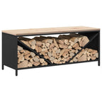 Rastrelliera per Legna da Ardere con Piano Nera 100x40x60 cm