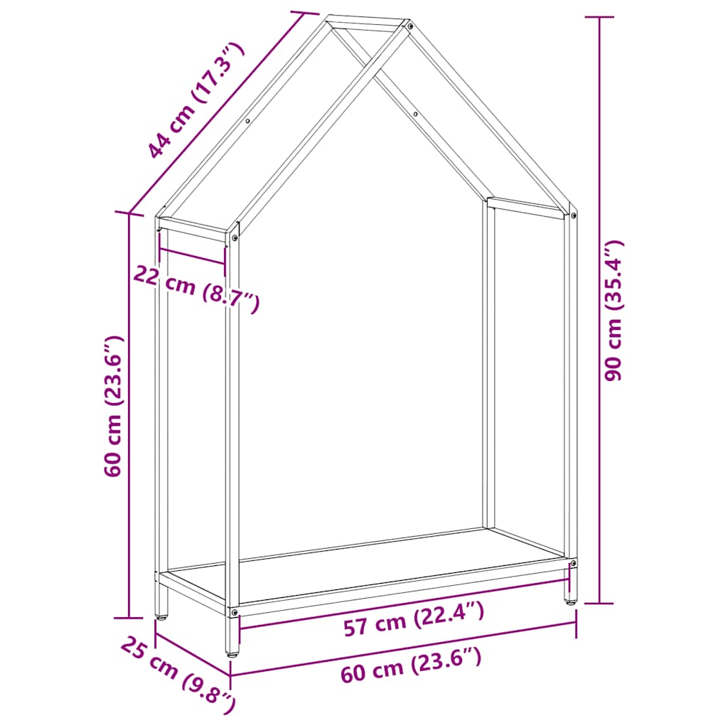 Rastrelliera per Legna da Ardere Nera 60x25x90 cm