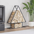 Rastrelliera per Legna da Ardere Antracite 80x25x90 cm