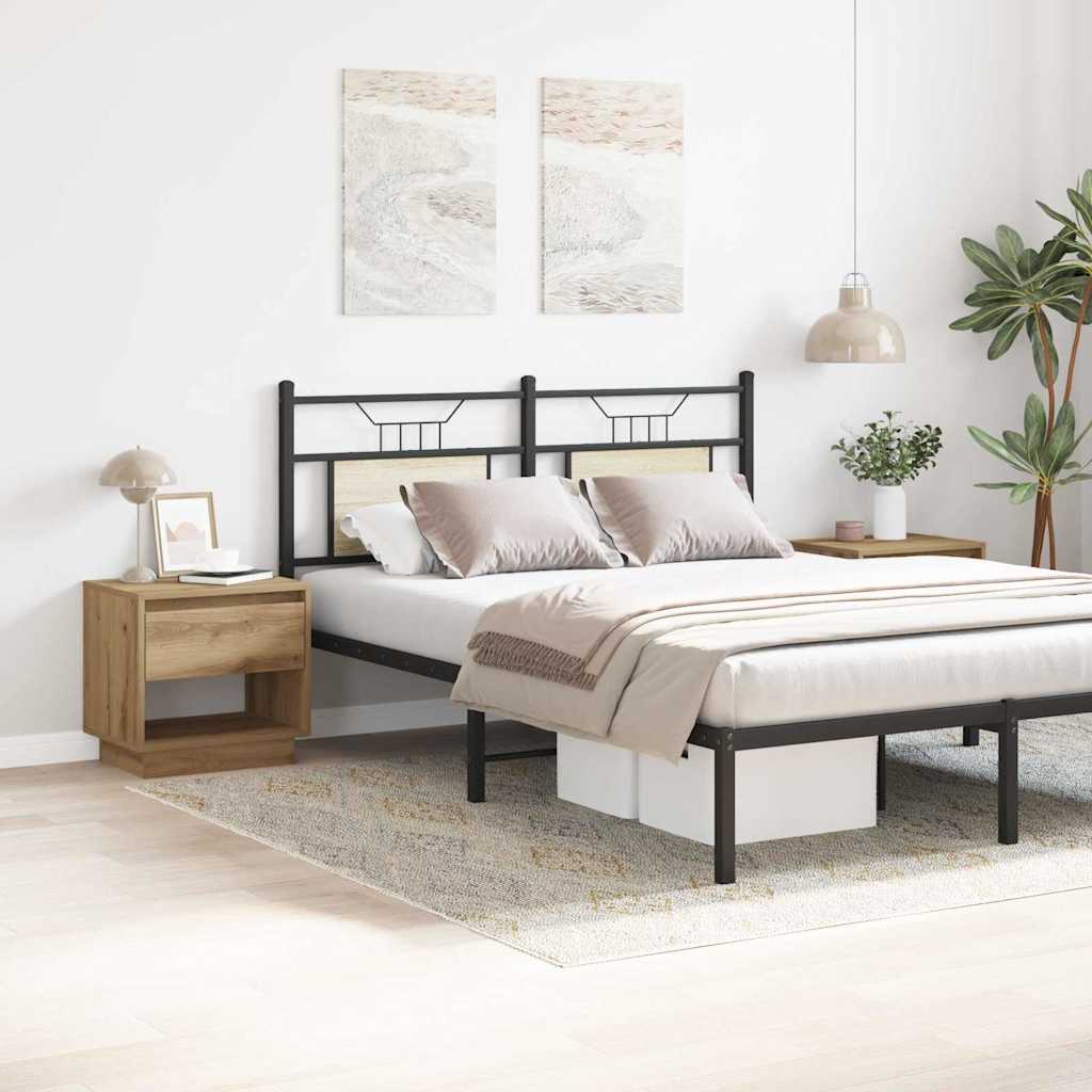 Comodino con cassetto 2 pcs Rovere artigianale 45 x 34 x 44 cm