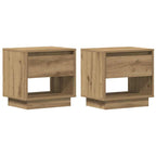 Comodino con cassetto 2 pcs Rovere artigianale 45 x 34 x 44 cm
