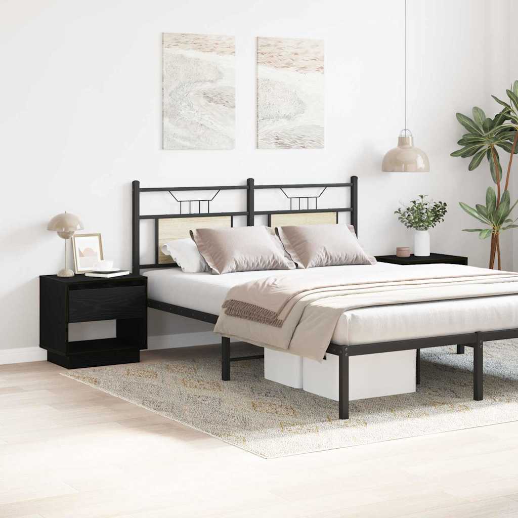 Comodino 2 pcs Rovere Nero 45 x 34 x 44 cm Legno multistrato