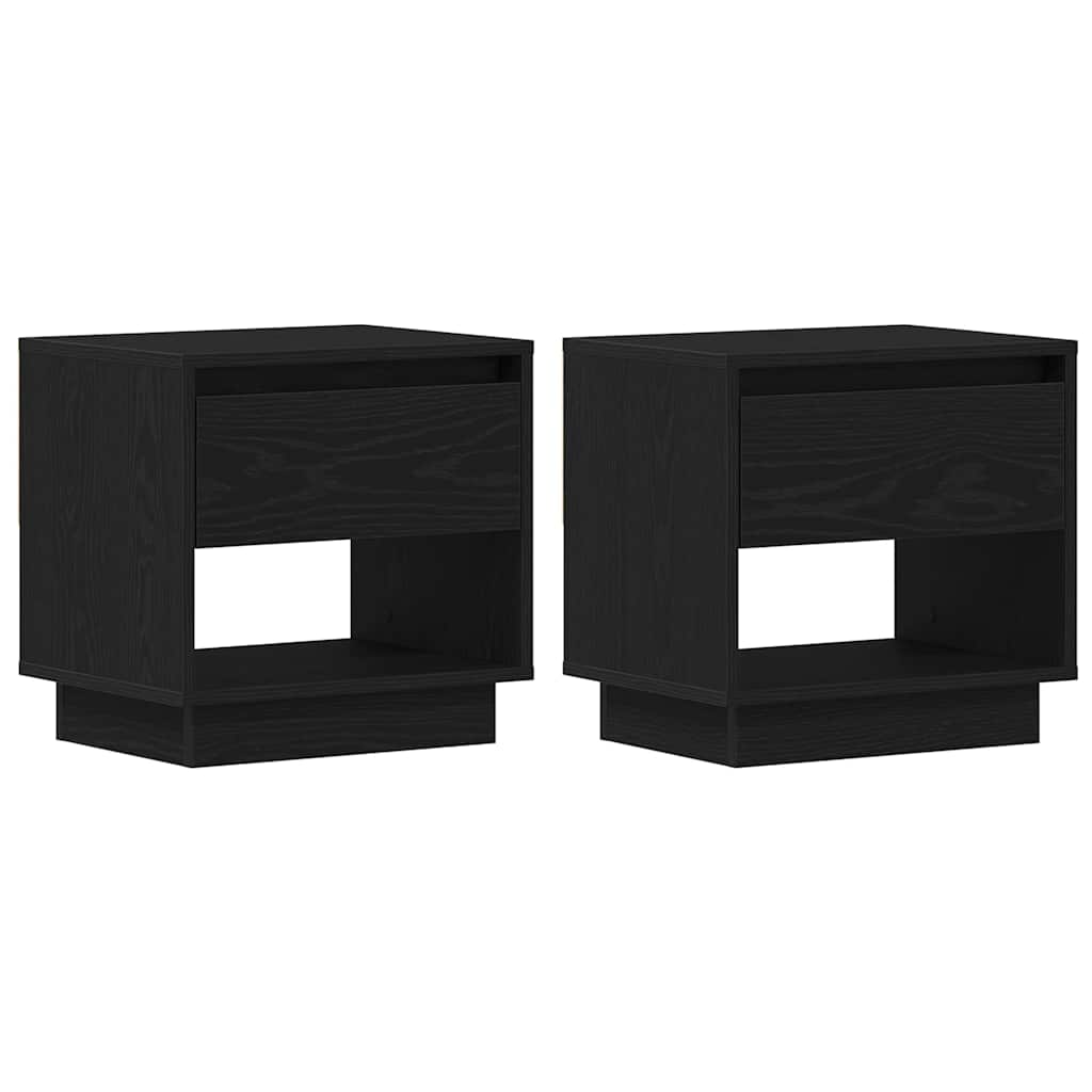 Comodino 2 pcs Rovere Nero 45 x 34 x 44 cm Legno multistrato