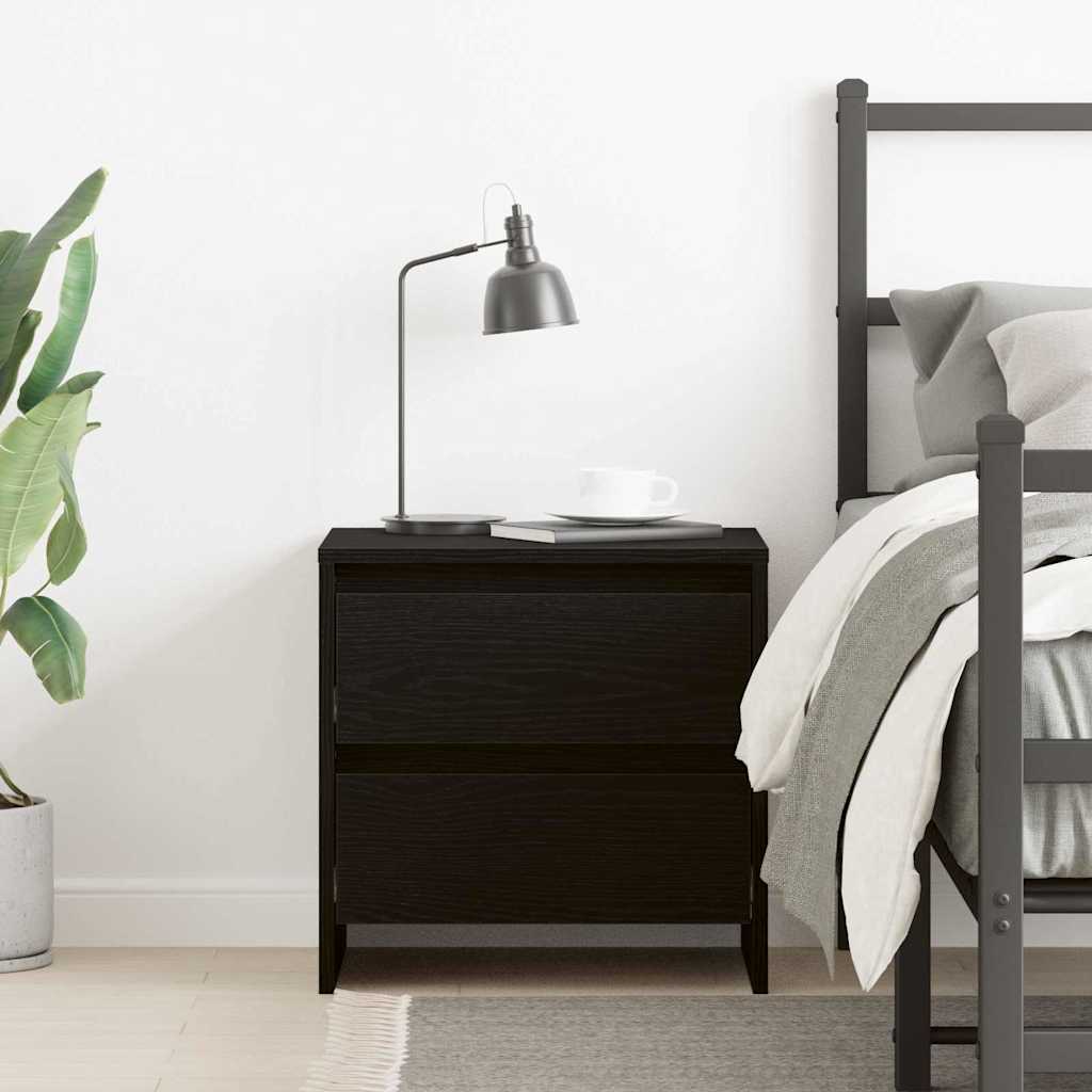 Armadio da Notte con cassetto Rovere Nero 45 x 34 x 44,5 cm