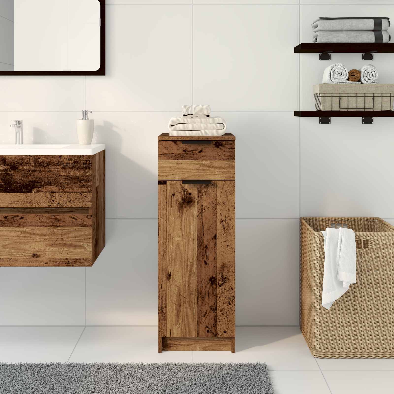 Mobile da Bagno Legno vecchio 32 x 34 x 90 cm Legno multistrato