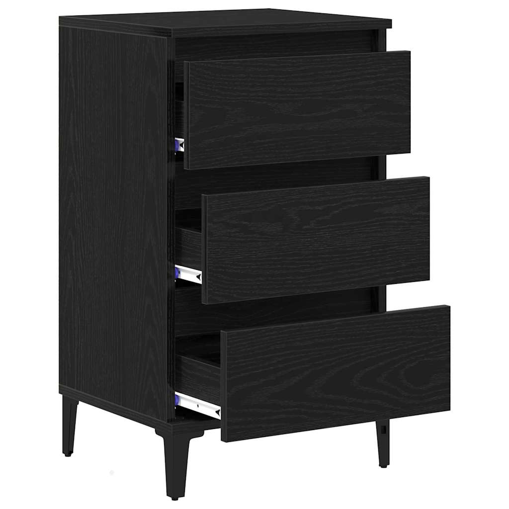 Armadio da Notte Rovere Nero 45 x 35 x 44 cm Legno multistrato