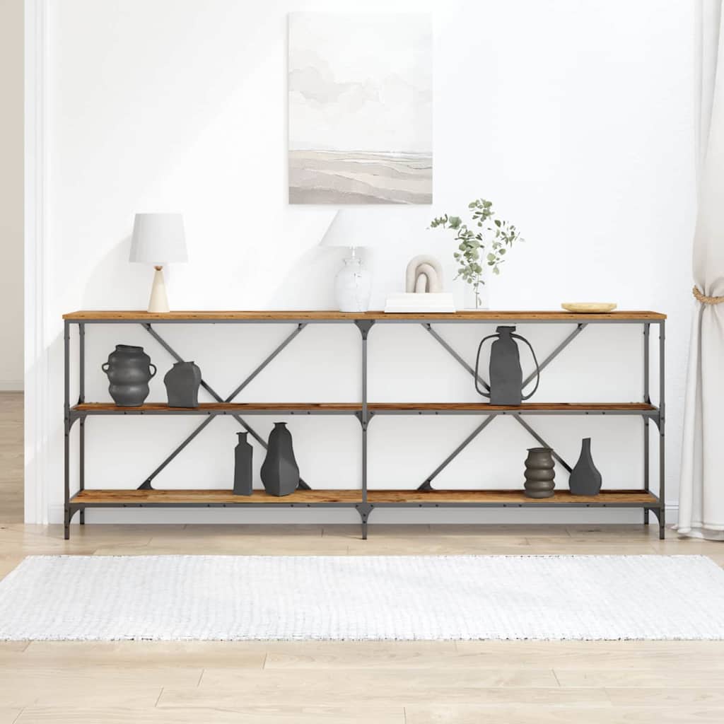 Tavolo consolle con lo scaffale Legno vecchio 200 x 30 x 75 cm