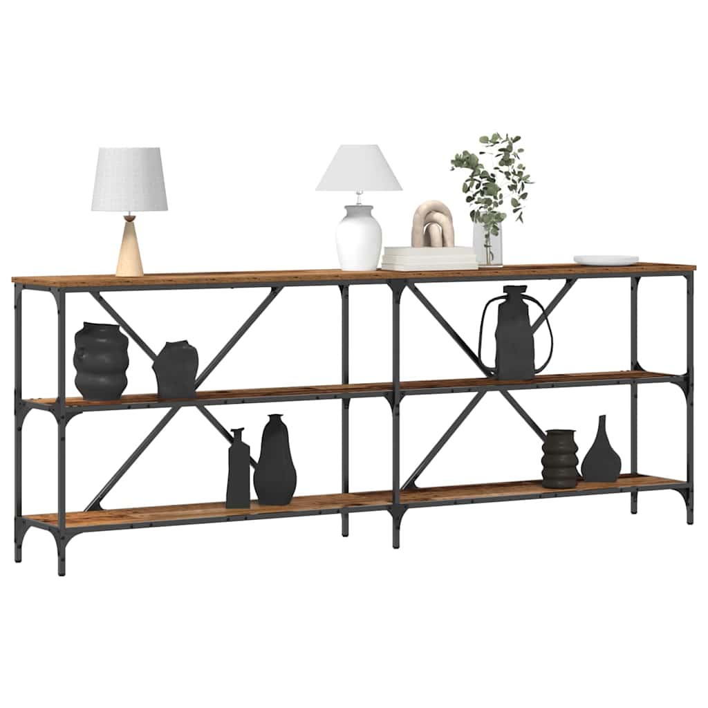 Tavolo consolle con lo scaffale Legno vecchio 200 x 30 x 75 cm
