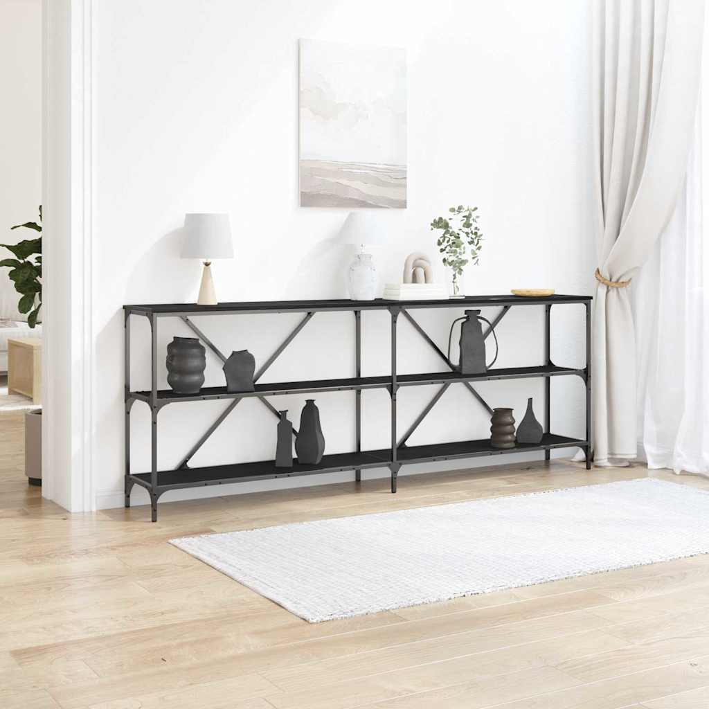 Tavolo consolle Rovere Nero 200 x 30 x 75 cm Legno multistrato