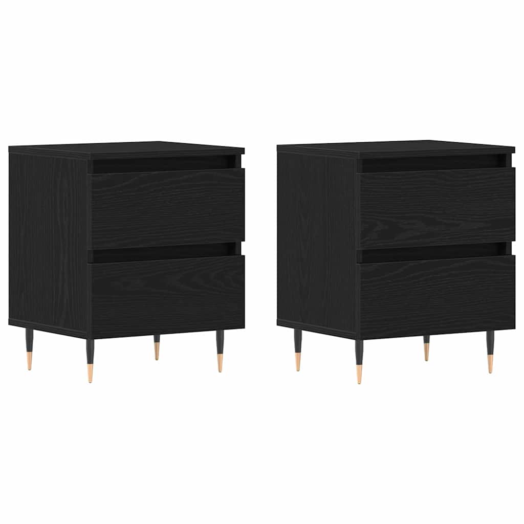 Armadio da Notte con cassetto 2 pcs Rovere Nero 40 x 35 x 50 cm