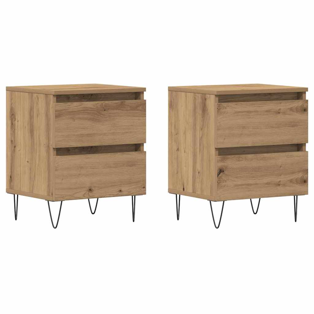 Armadio da Notte 2 pcs rovere artigianale 40 x 35 x 50 cm