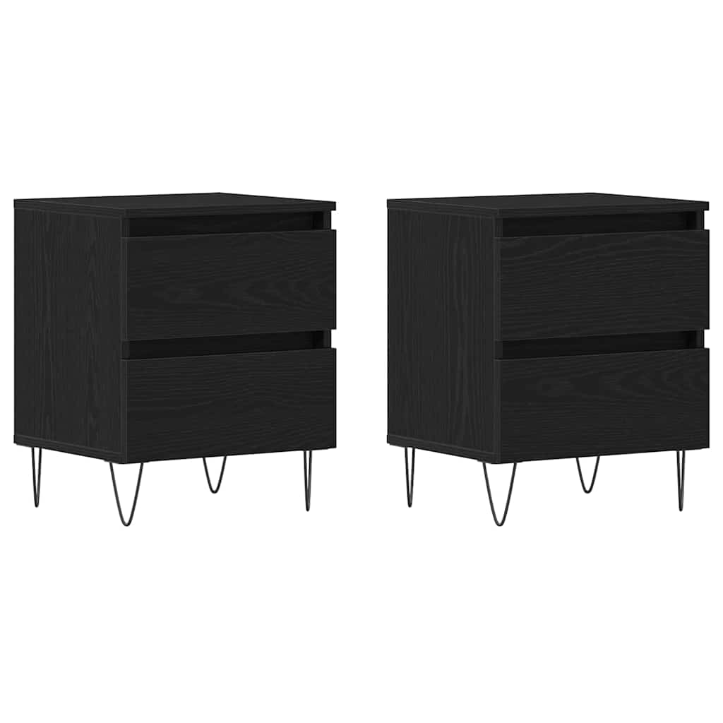 Armadio da Notte con cassetto 2 pcs Rovere nero 40 x 35 x 50 cm