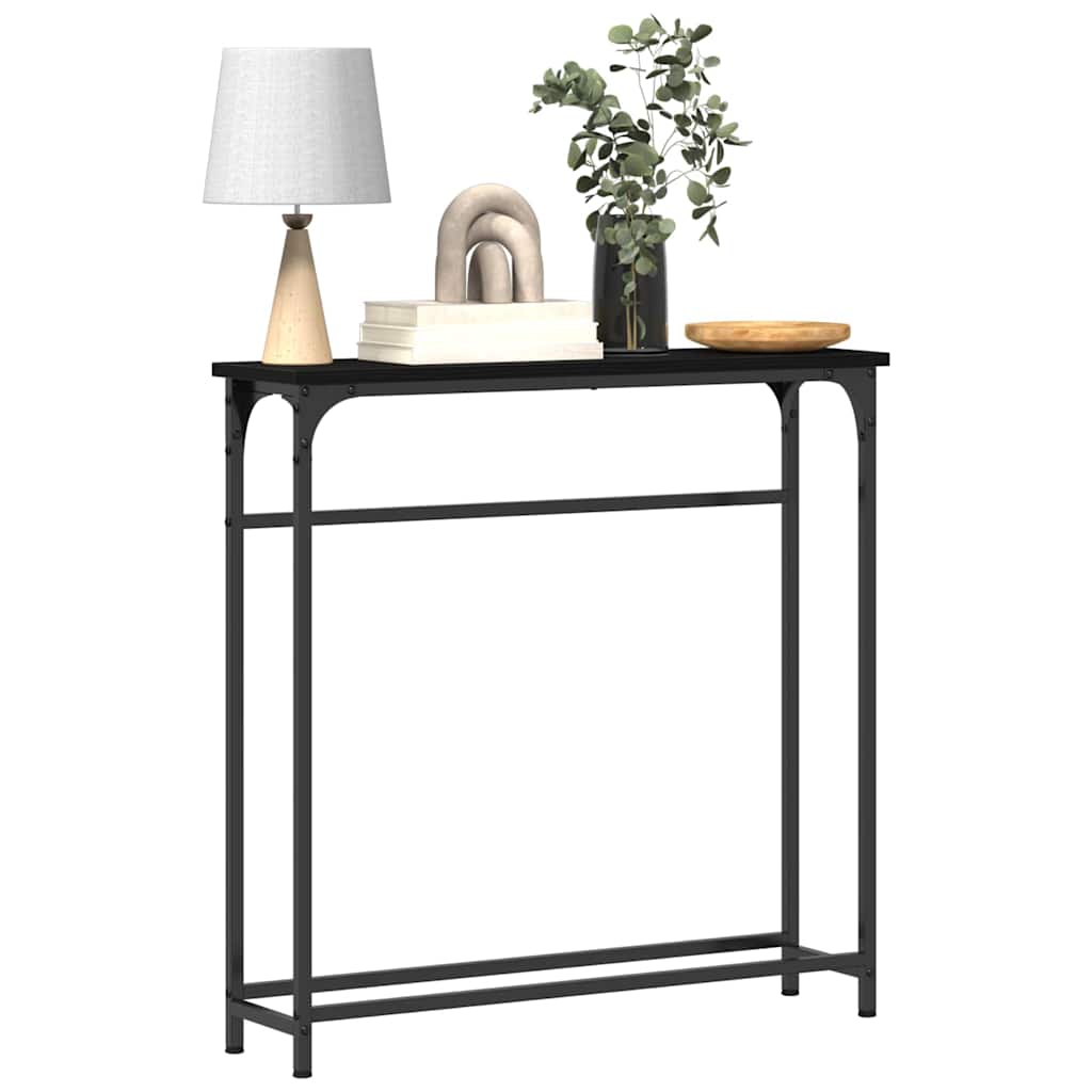 Tavolo consolle Rovere Nero 75 x 19,5 x 75 cm Legno multistrato