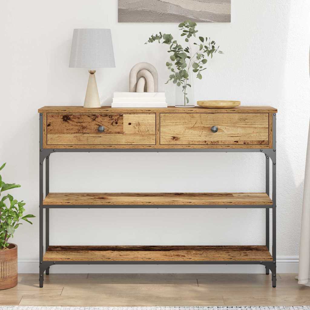 Tavolo consolle con cassetto Legno vecchio 100 x 25 x 75 cm