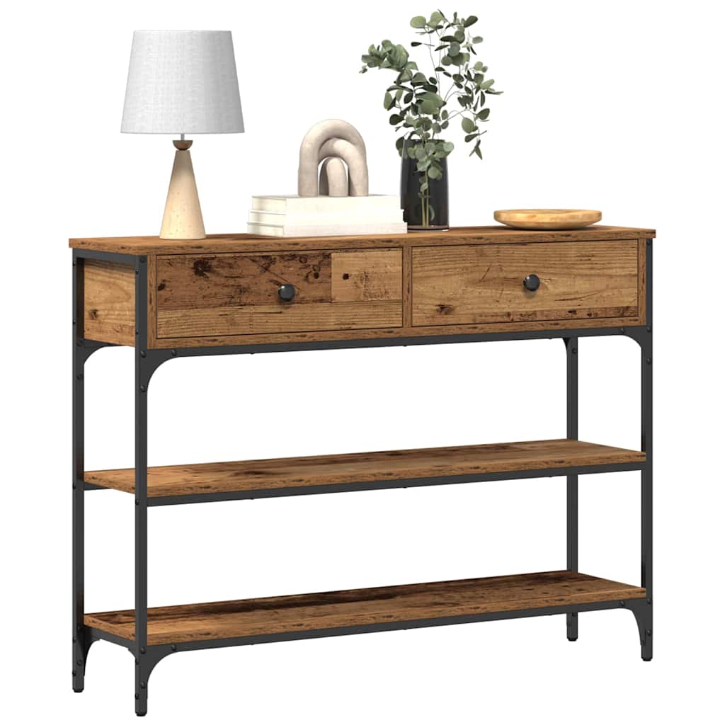Tavolo consolle con cassetto Legno vecchio 100 x 25 x 75 cm
