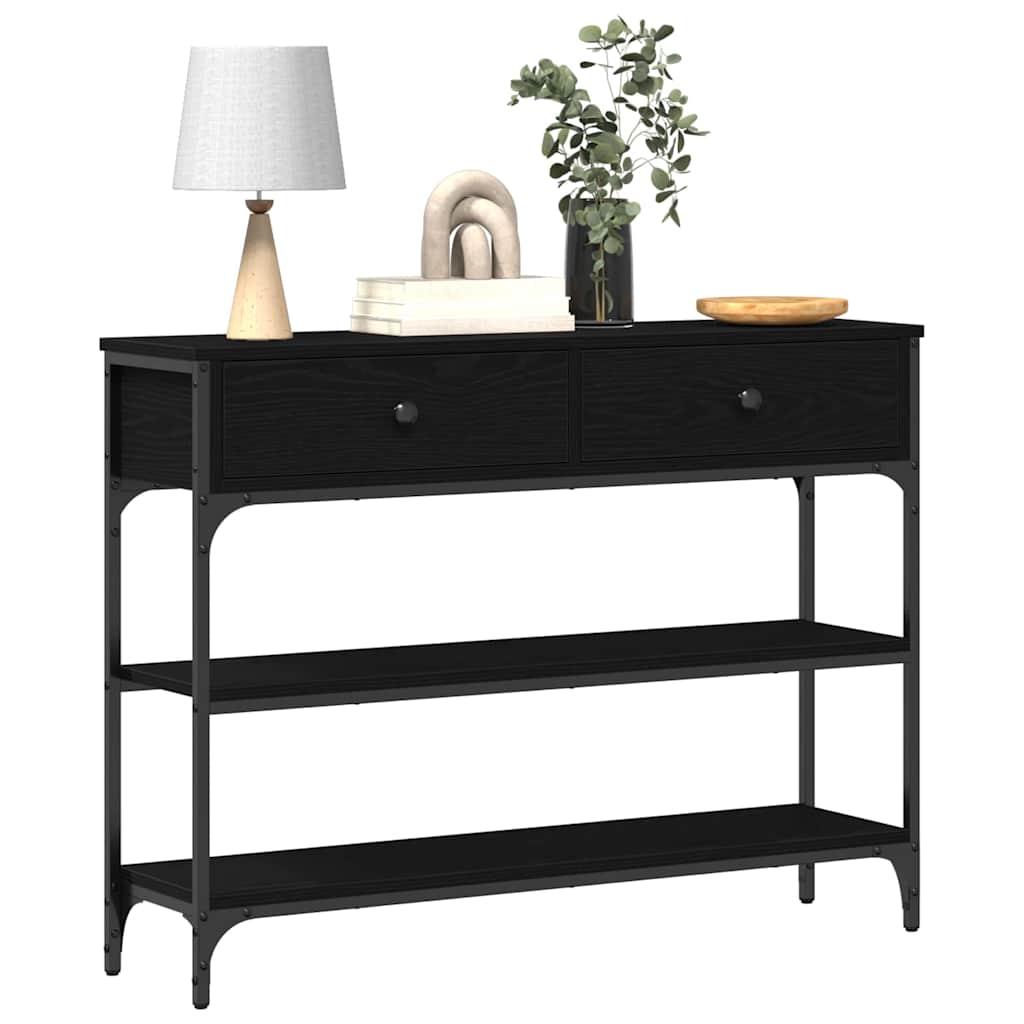 Tavolo consolle Rovere Nero 100 x 25 x 75 cm Legno multistrato