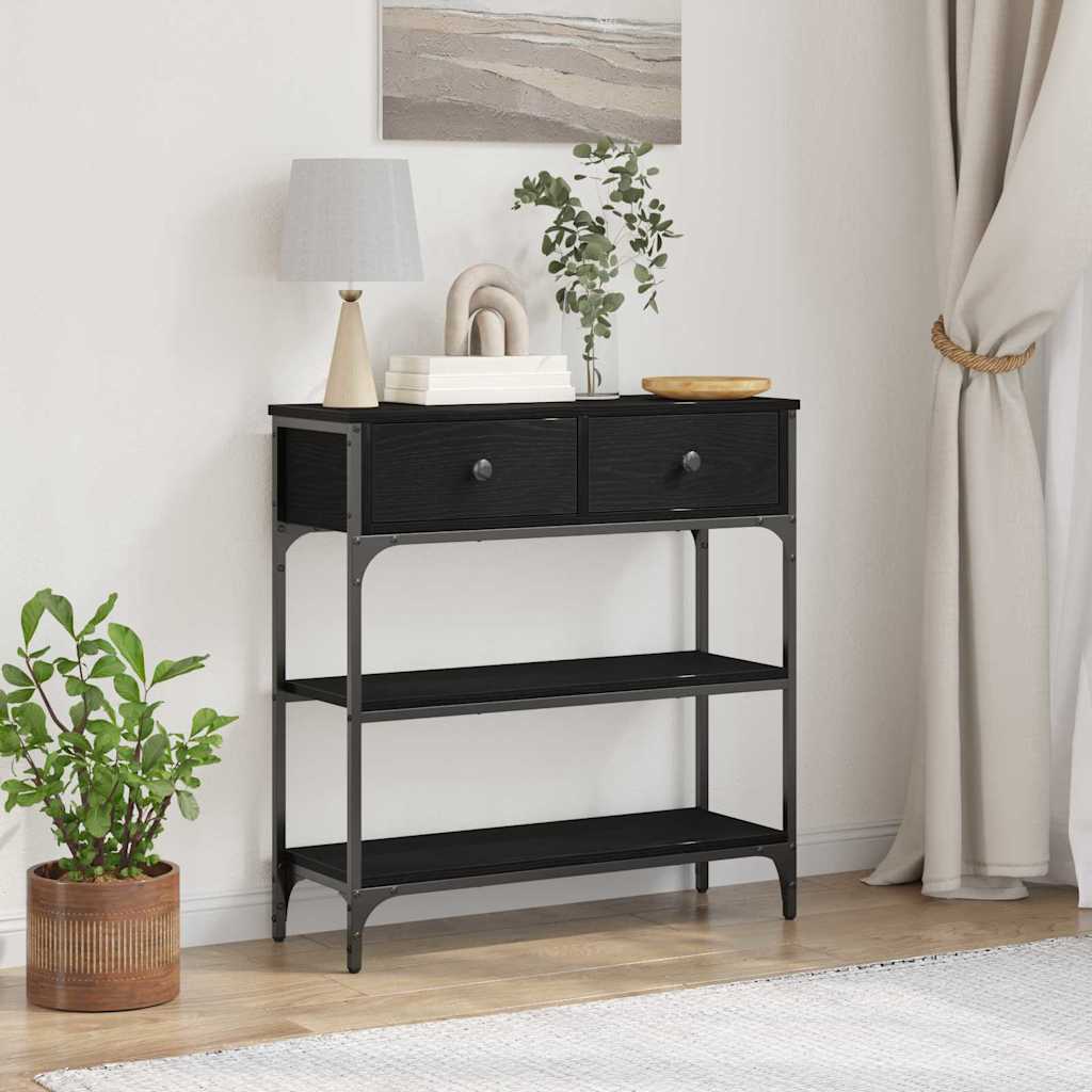 Tavolo consolle Rovere Nero 72.5 x 25 x 75 cm Legno multistrato