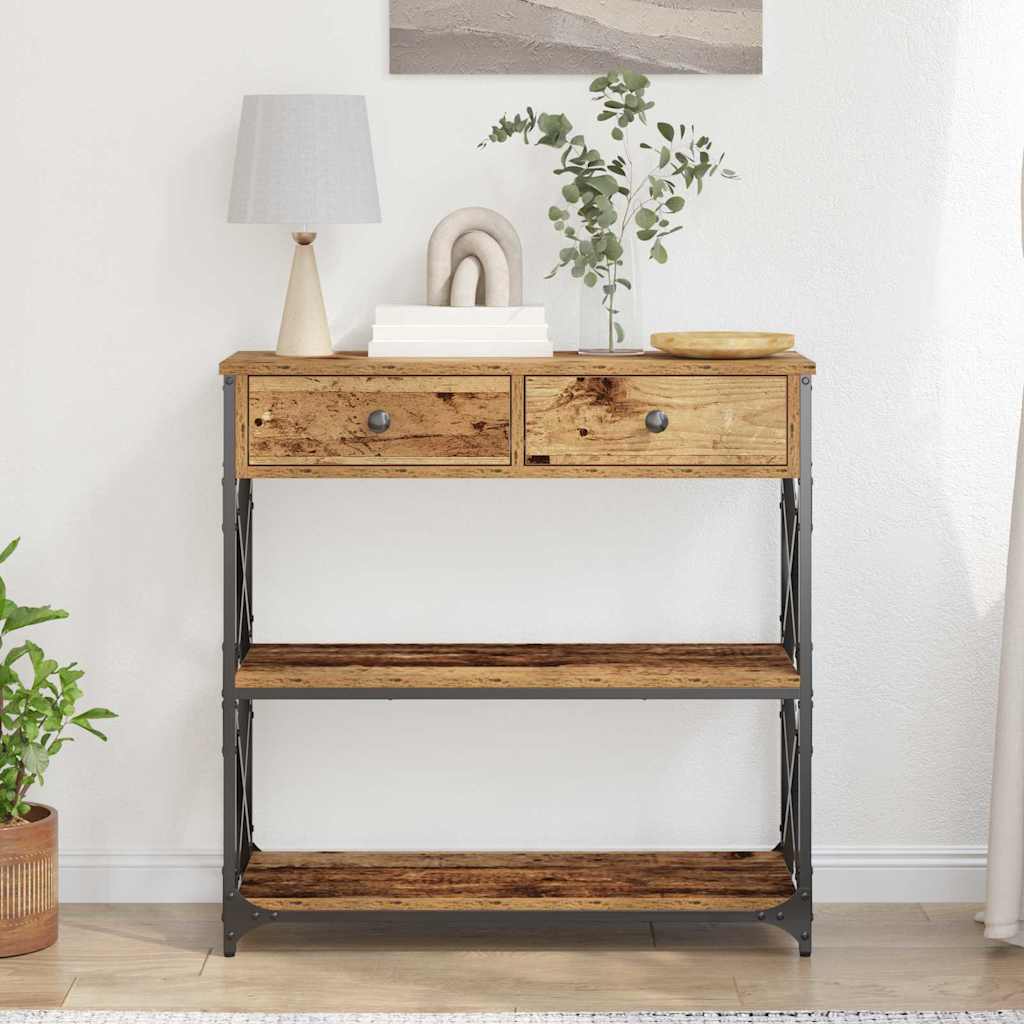 Tavolo Consolle con cassetto Legno vecchio 75 x 28 x 75 cm
