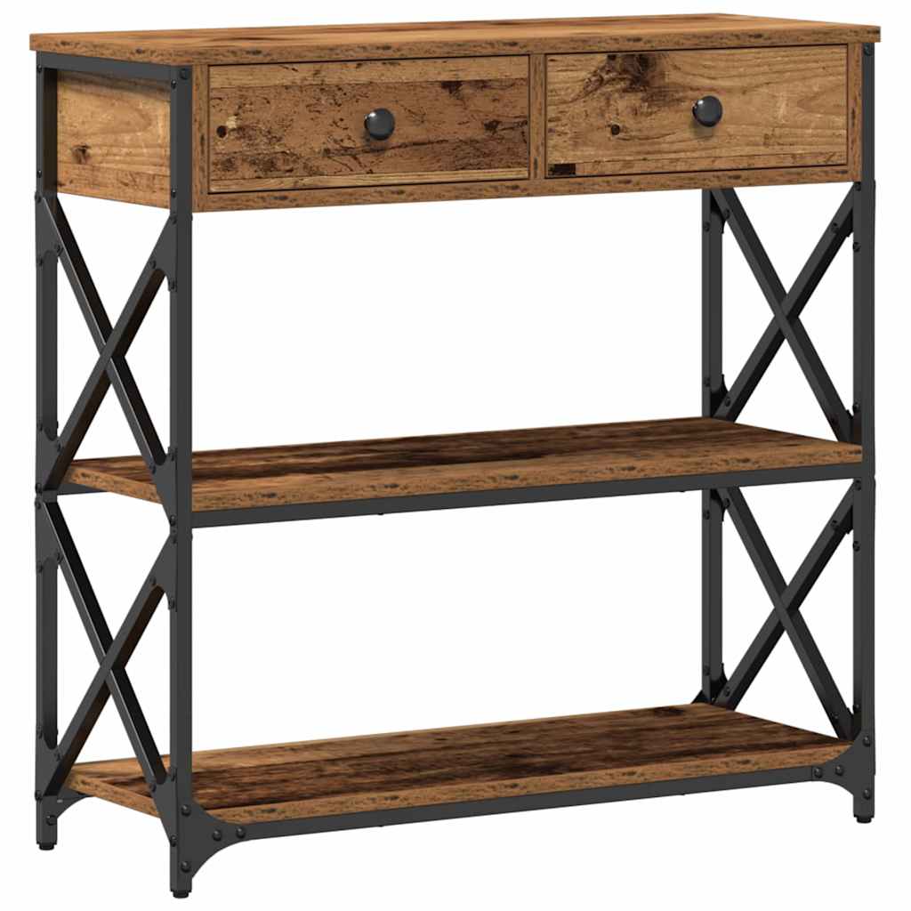 Tavolo Consolle con cassetto Legno vecchio 75 x 28 x 75 cm