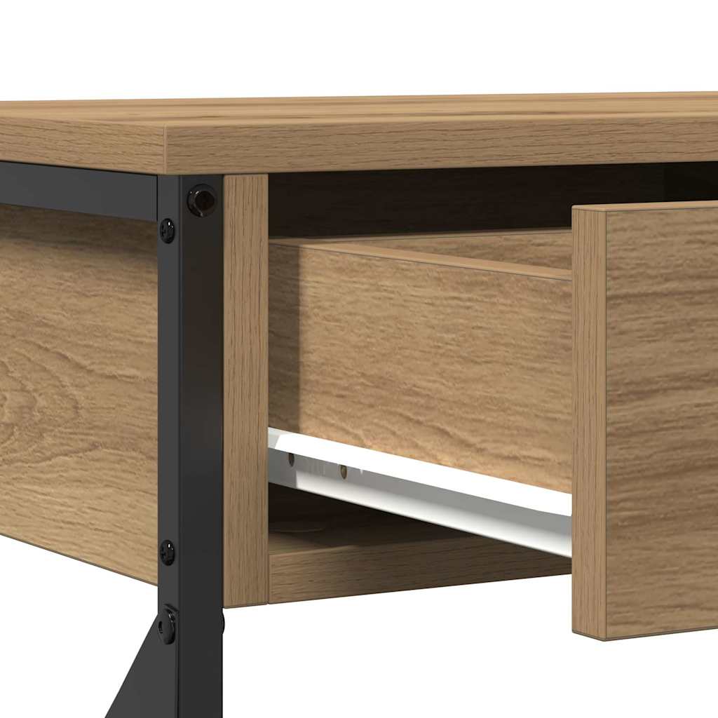 Tavolo Consolle con cassetto rovere artigianale 75 x 28 x 75 cm