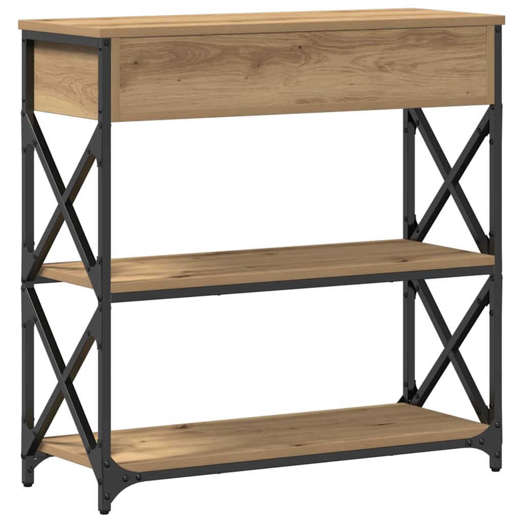 Tavolo Consolle con cassetto rovere artigianale 75 x 28 x 75 cm
