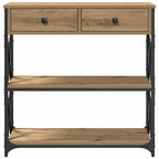 Tavolo Consolle con cassetto rovere artigianale 75 x 28 x 75 cm