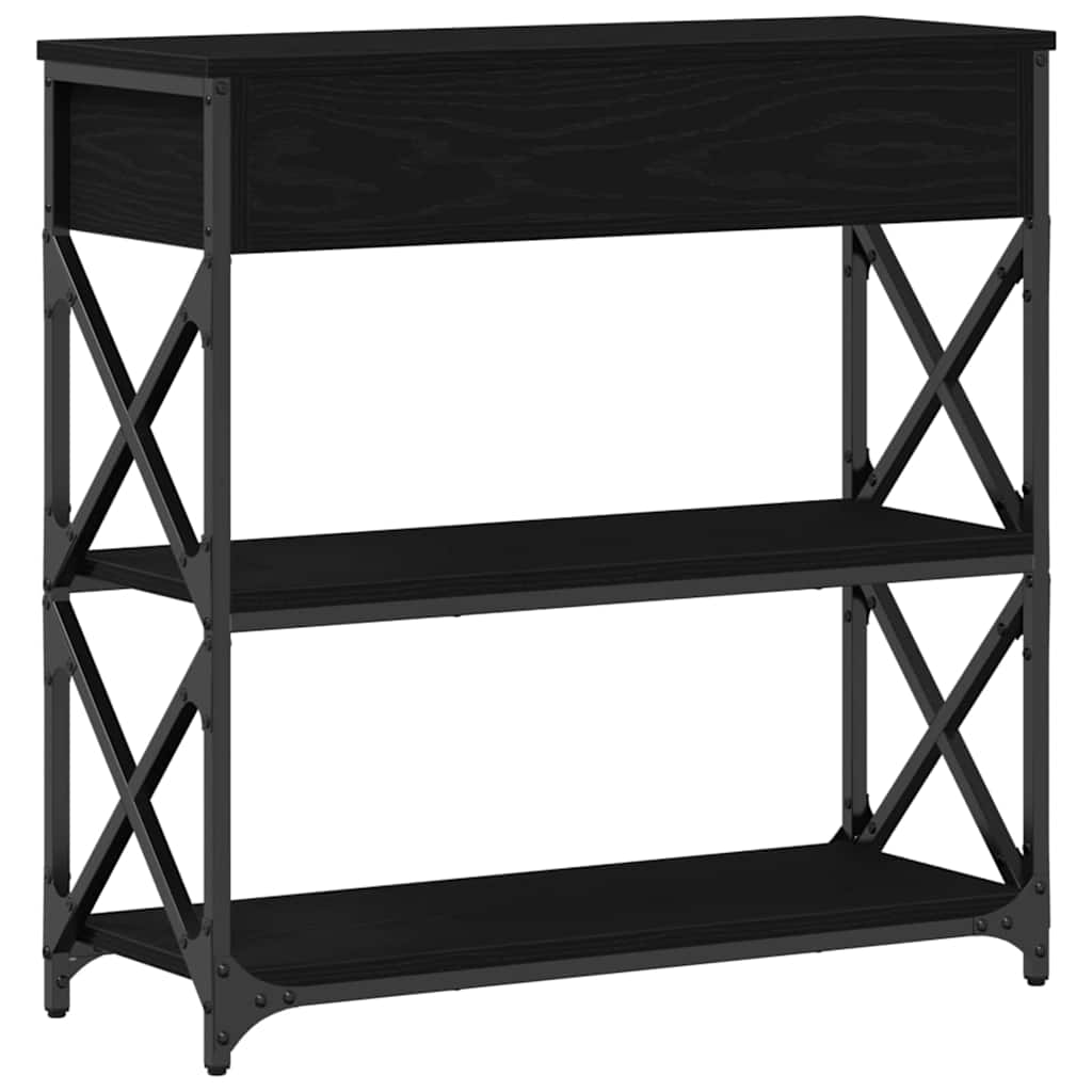 Tavolo Consolle con cassetto Rovere nero 75 x 28 x 75 cm