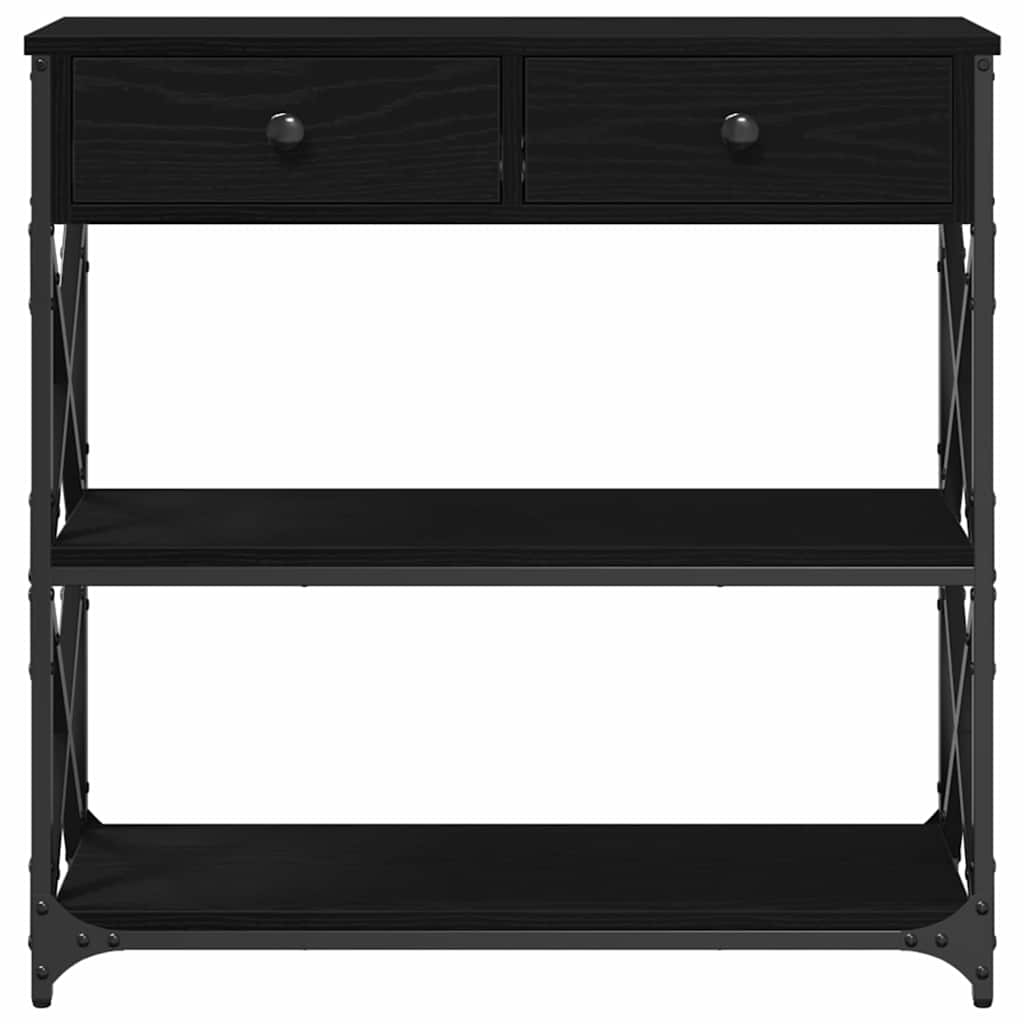 Tavolo Consolle con cassetto Rovere nero 75 x 28 x 75 cm