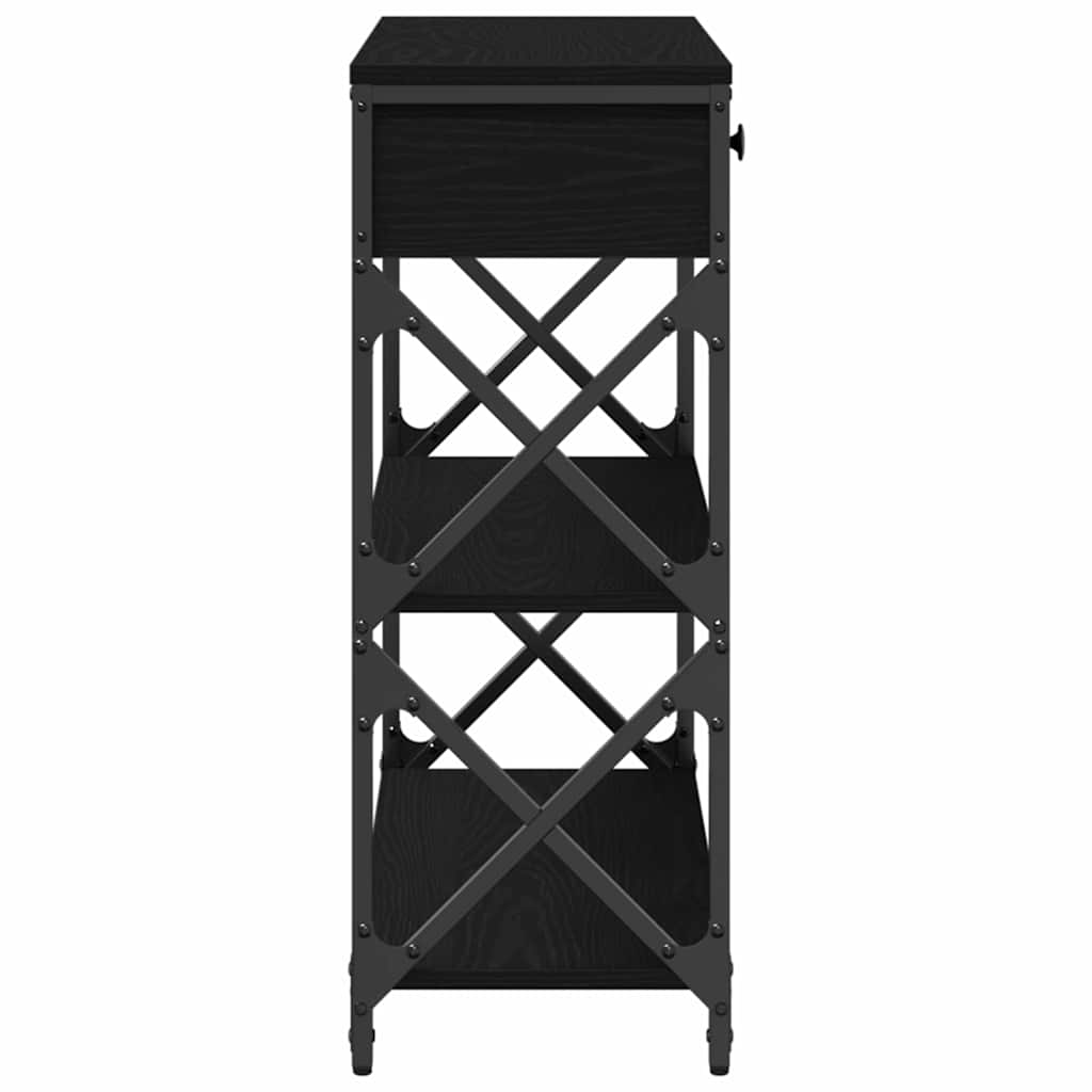 Tavolo Consolle con cassetto Rovere nero 75 x 28 x 75 cm
