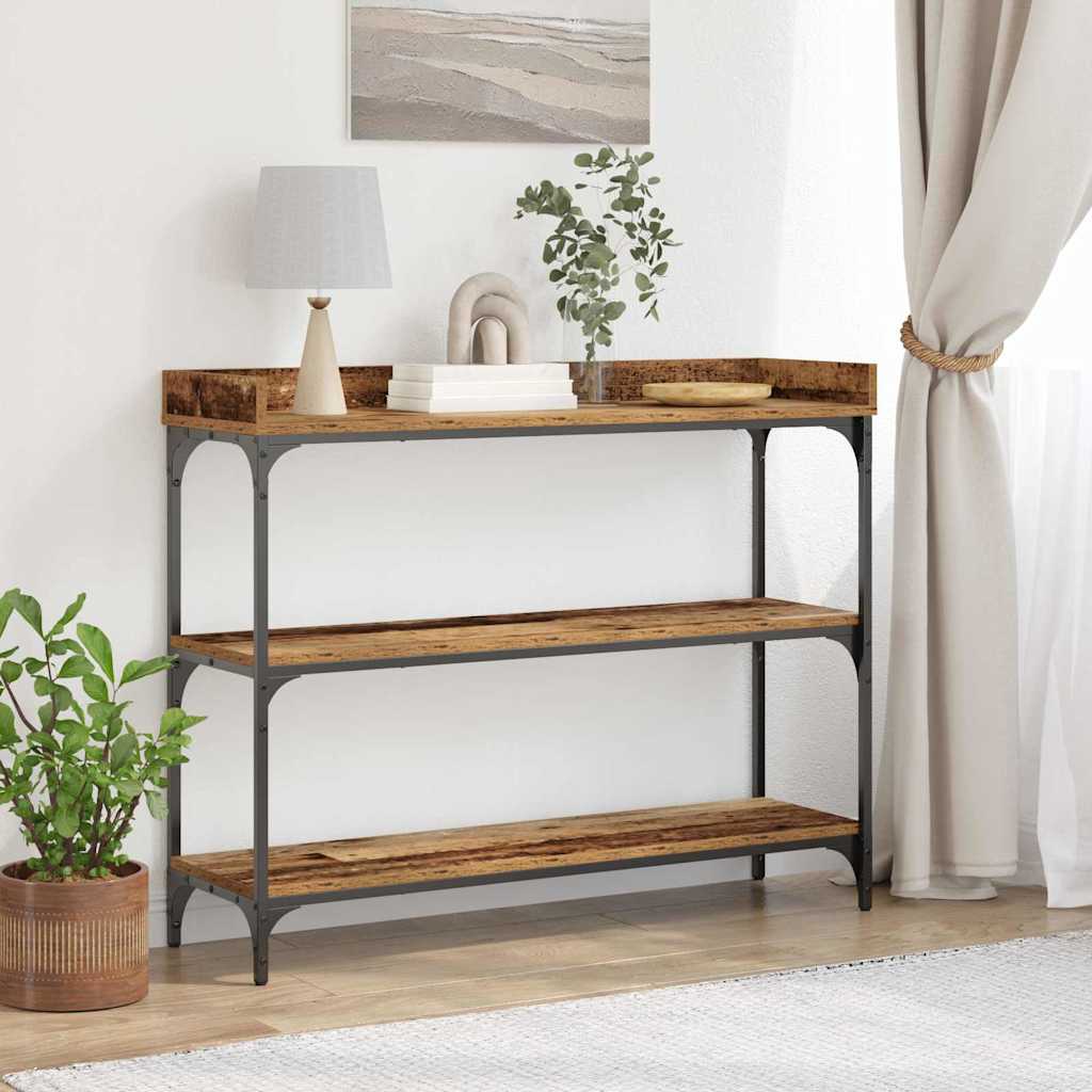 Tavolo Consolle con lo scaffale Legno vecchio 100 x 30 x 80 cm