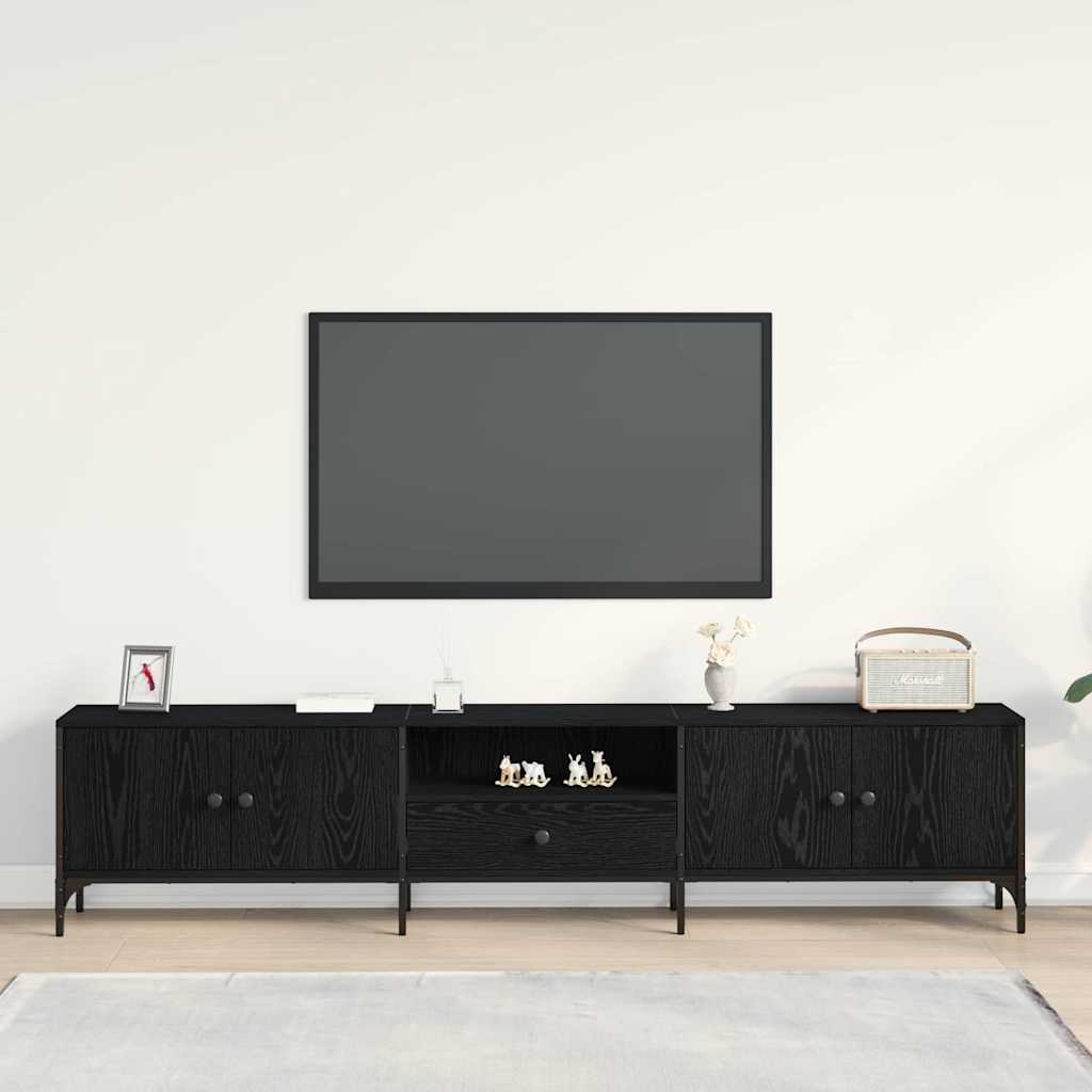 Mobile TV Rovere nero 200 x 25 x 44 cm Legno multistrato