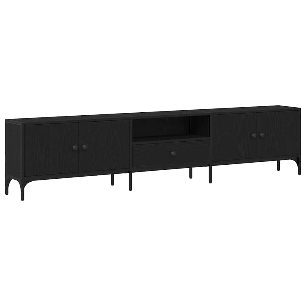 Mobile TV Rovere nero 200 x 25 x 44 cm Legno multistrato