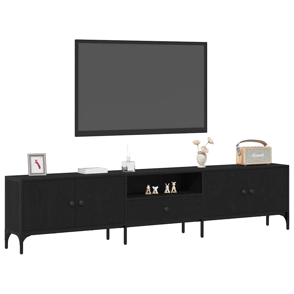 Mobile TV Rovere nero 200 x 25 x 44 cm Legno multistrato