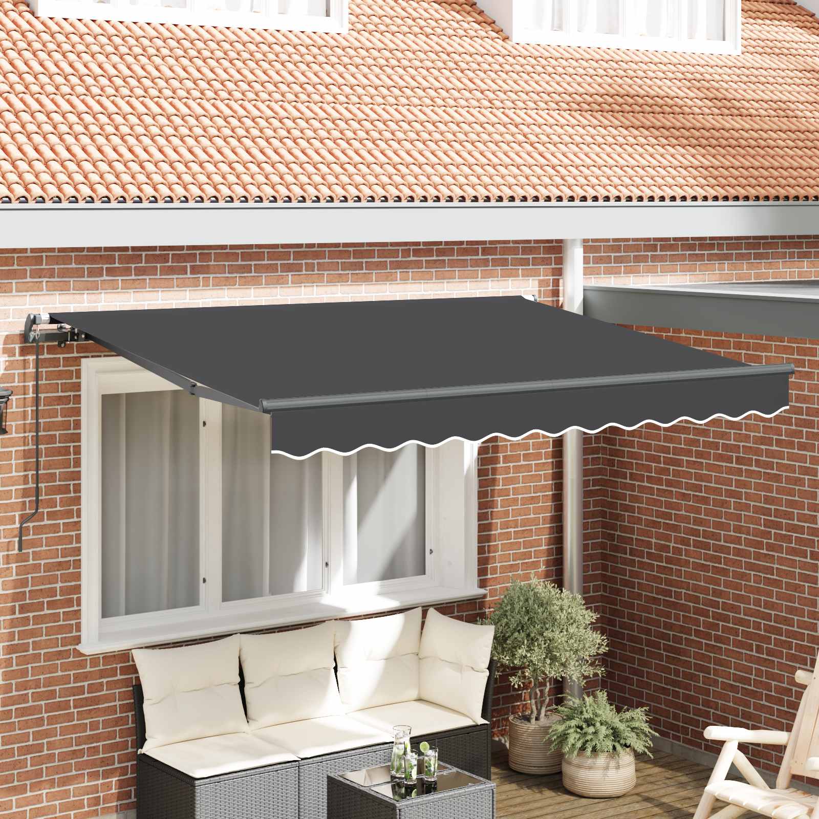 Tenda Retrattile Antracite 300 x 200 cm Tessuto