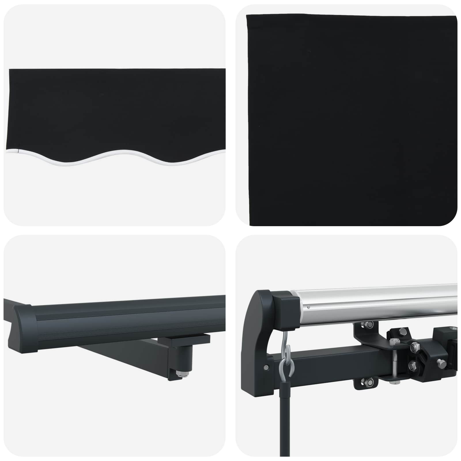 Tenda Retrattile Nero 300 x 250 cm Poliestere e Acciaio
