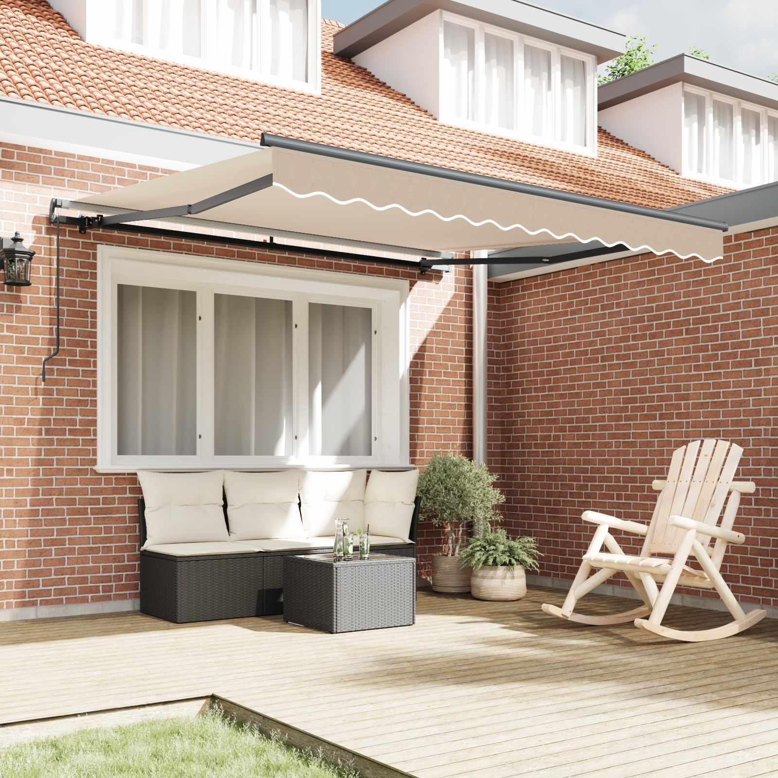 Tenda Retrattile Beige 300 x 250 cm Poliestere e Acciaio