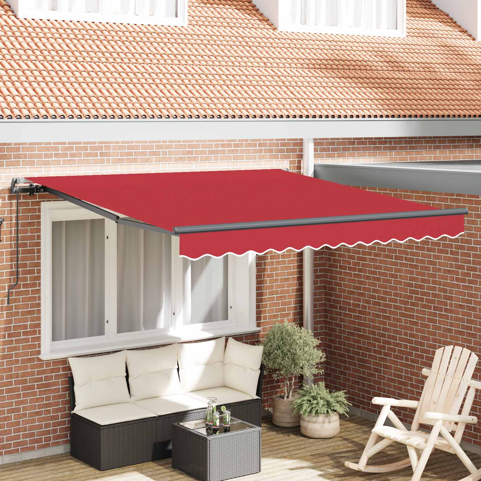 Tenda Retrattile Rosso 300 x 250 cm Poliestere e Acciaio