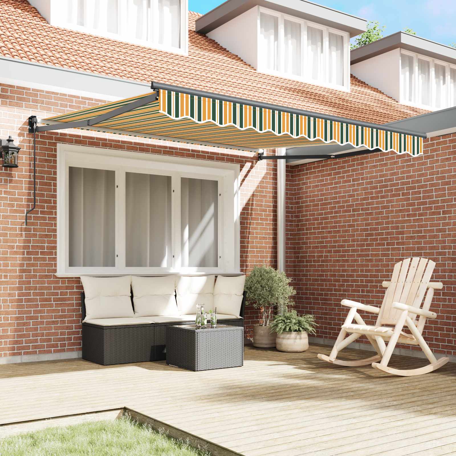 Tenda da Sole Verde e Giallo 300 x 250 x 165 cm Poliestere