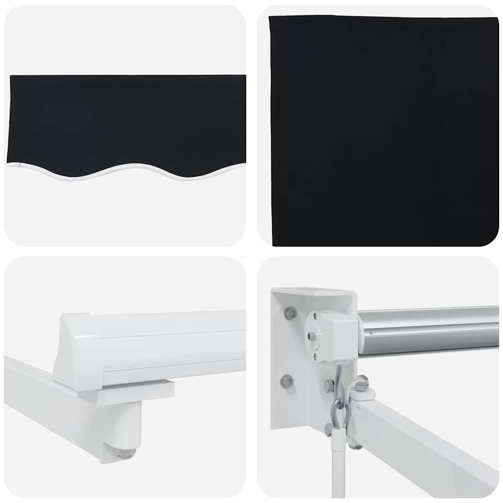 Tenda Retrattile Nero 350 x 250 cm Poliestere e Alluminio