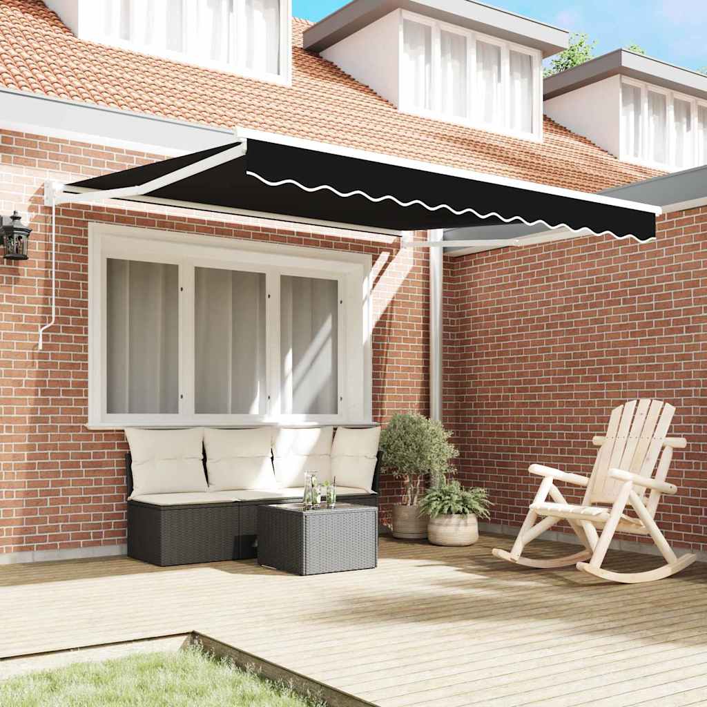 Tenda Retrattile Nero 350 x 250 cm Poliestere e Alluminio