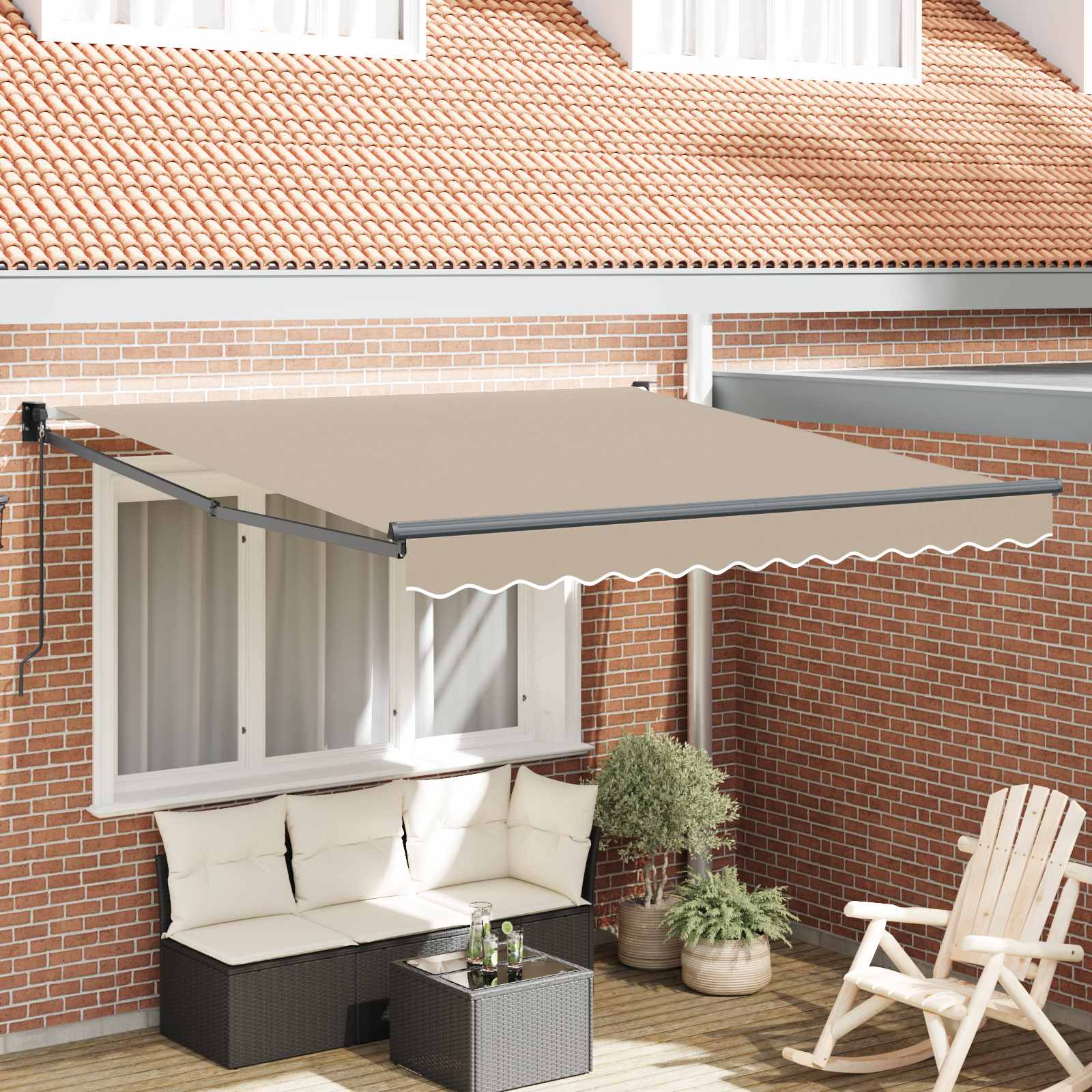 Tenda Retrattile Beige 350 x 250 cm Poliestere e Alluminio