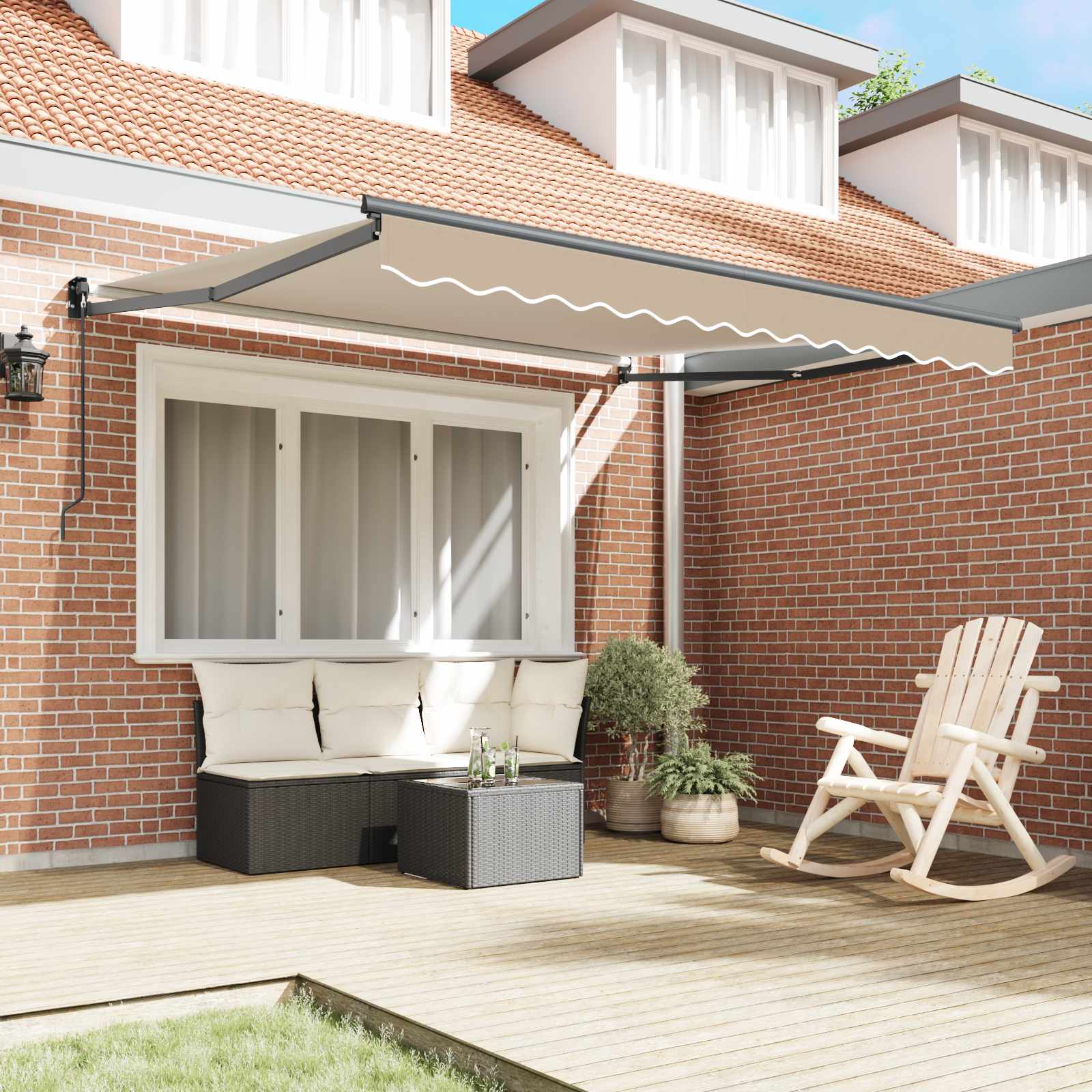 Tenda Retrattile Beige 350 x 250 cm Poliestere e Alluminio