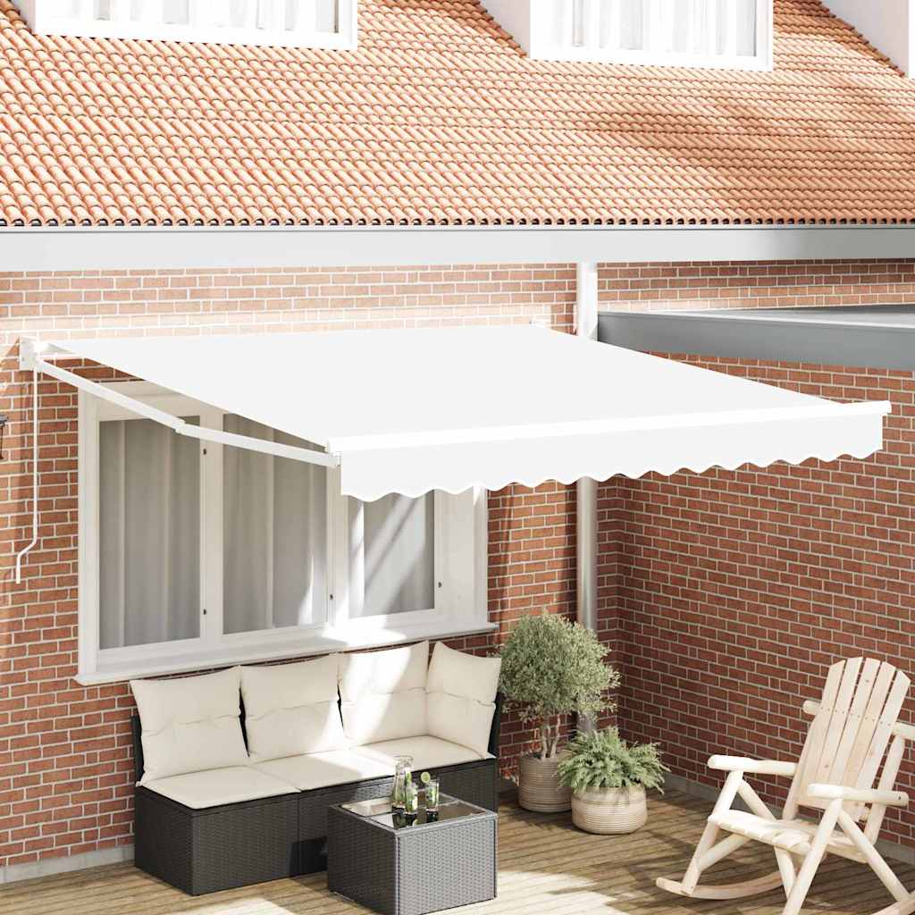 Tenda Retrattile Bianco 350 x 250 cm Poliestere e Alluminio