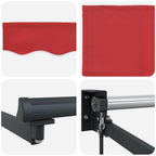 Tenda Retrattile Rosso 350 x 250 cm Poliestere e Alluminio