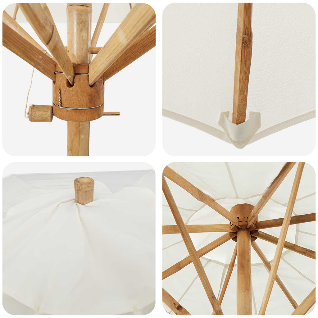 Ombrello da giardino Bianco Crema Ø 180 x 230 cm Bambù