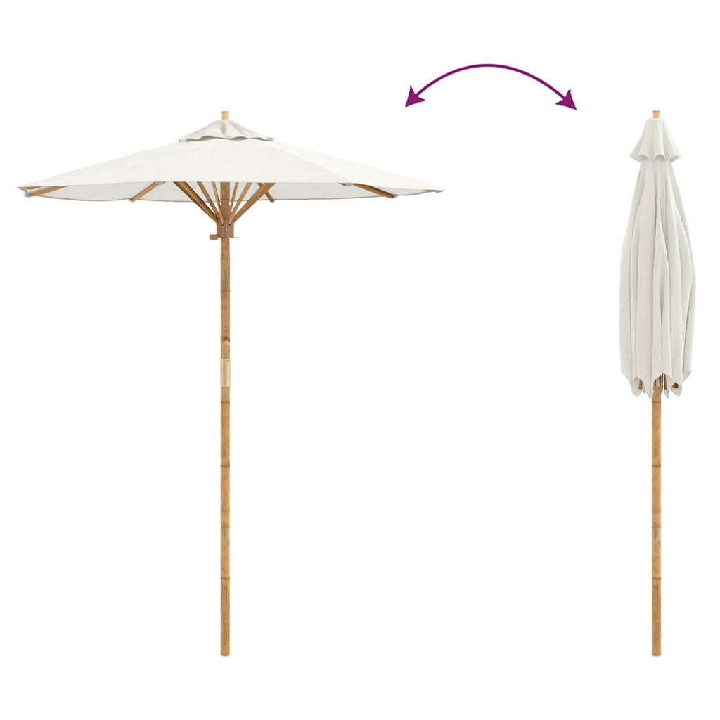 Ombrello da giardino Bianco Crema Ø 180 x 230 cm Bambù