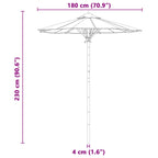 Ombrello da giardino Bianco Crema Ø 180 x 230 cm Bambù