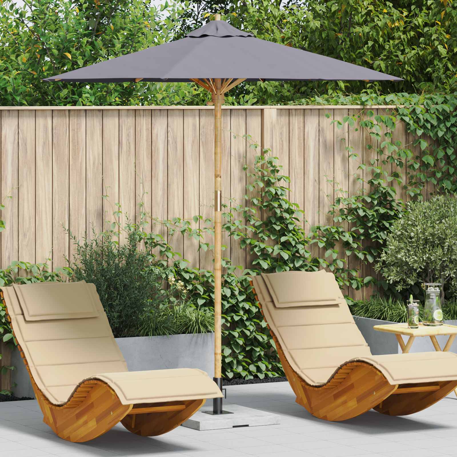 Ombrello da giardino Grigio scuro Ø 217 x 230 cm Bambù
